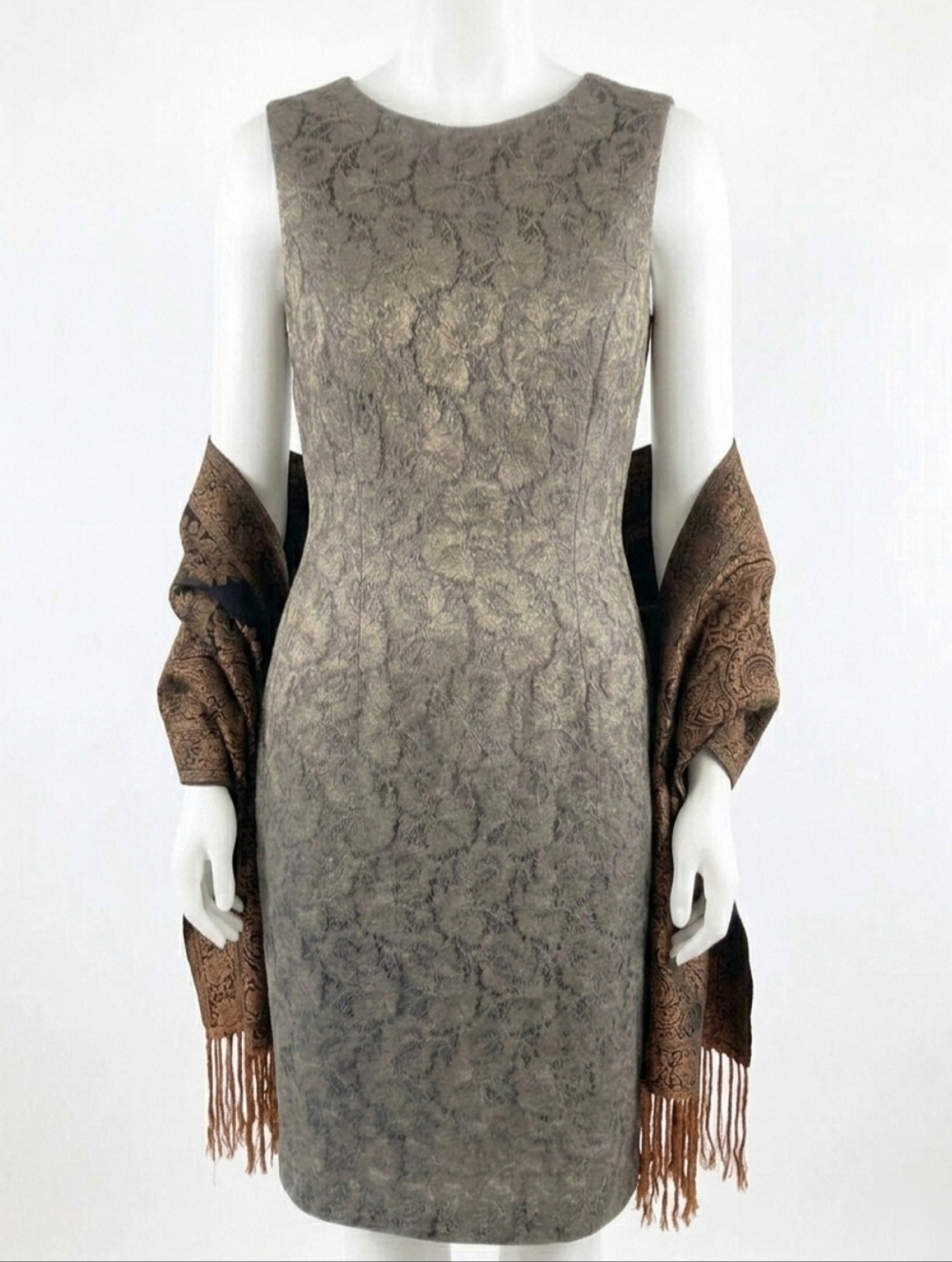 NWT White House Black Market Pewter Lace Sheath Dress